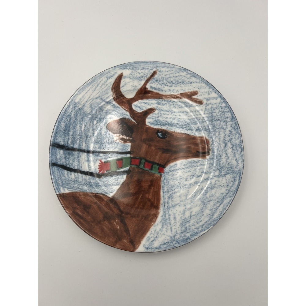 Kids Collection Christmas Village Plate Salad/Dessert Reindeer made by 5thGrader